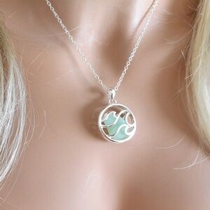Wave Encased Tumbled Sea Glass Necklace